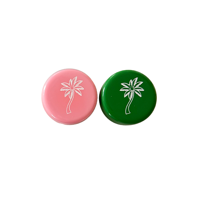 Backgammon Men - Palm Tree Pink & Green