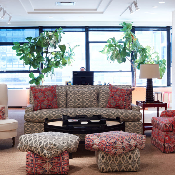 Bespoke living room furniture on display at oomph NYC.