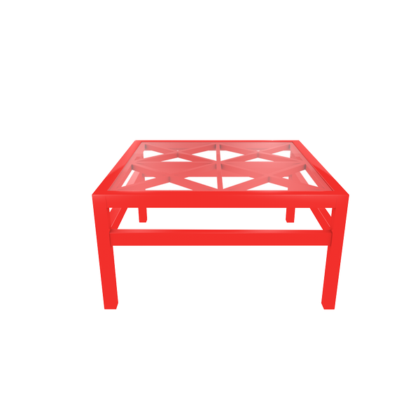 Small square coffee table in fireworks red. - All Furniture