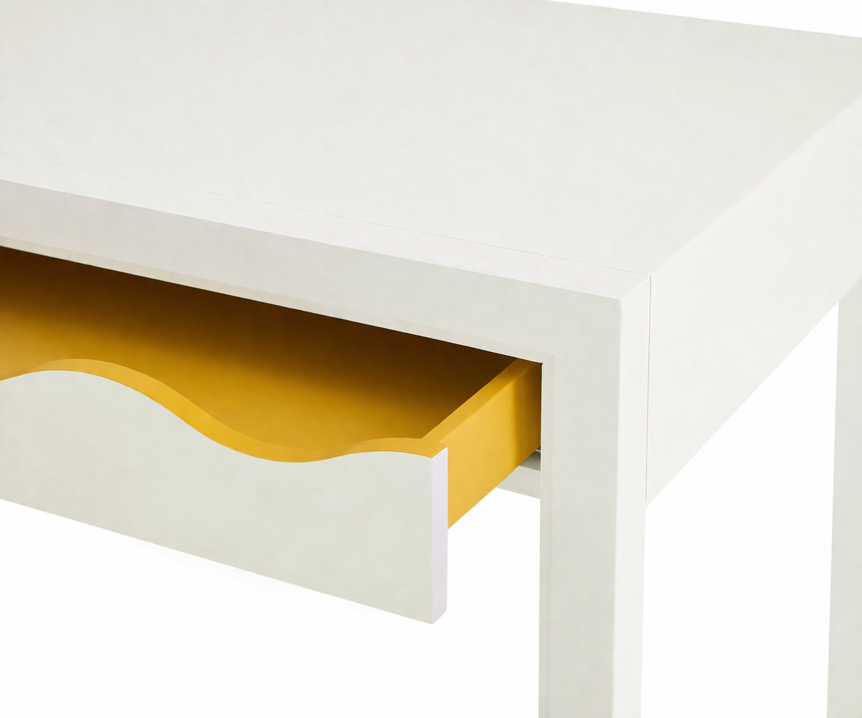 Wave Desk in White Dove with Gambol Gold Interior