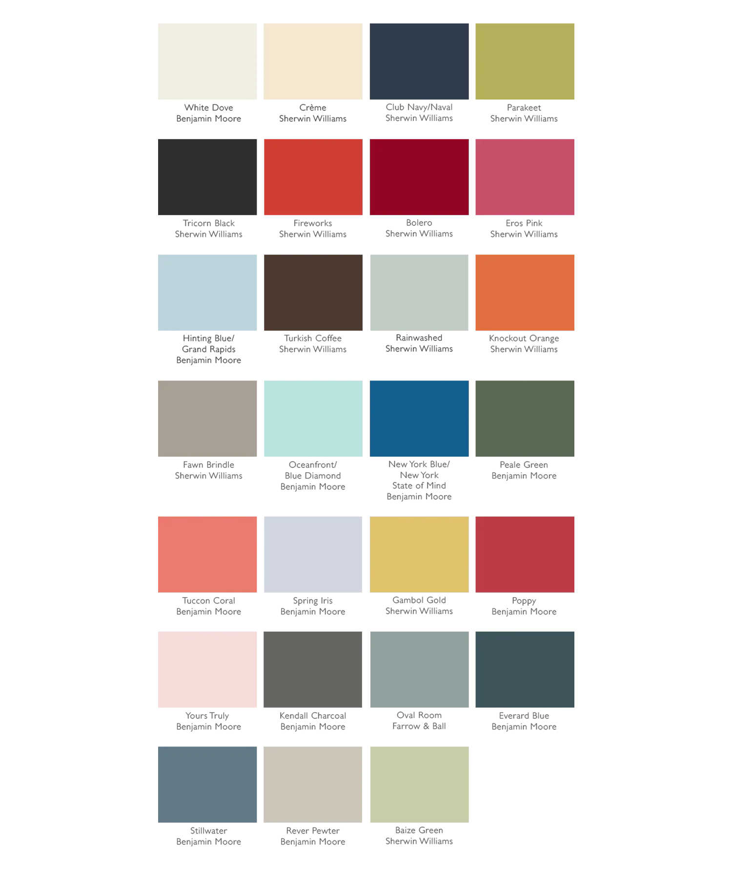 Individual Color Samples