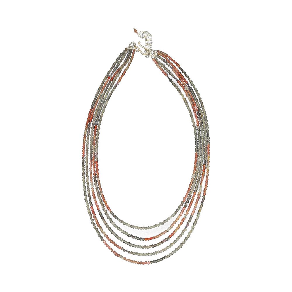 5 Strand Quartz Iolite and Carnelian Necklace