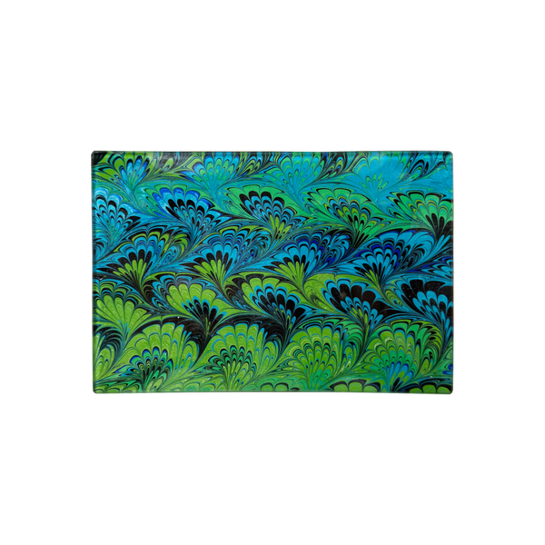 4.5 x 6.5 Turquoise Green Marble Glass Tray - 2024 holiday gift guide