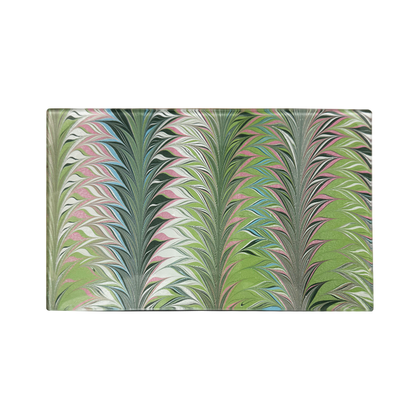 5 x 8 Pink Green Feather Glass Tray - 2024 holiday gift guide