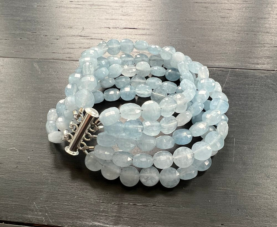 Aquamarine Disc Cuff