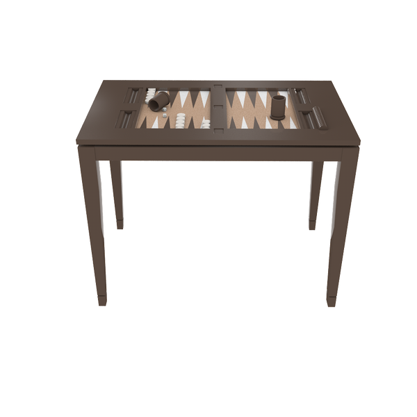 Backgammon Table in Turkish Coffee with Brown and White Board - All