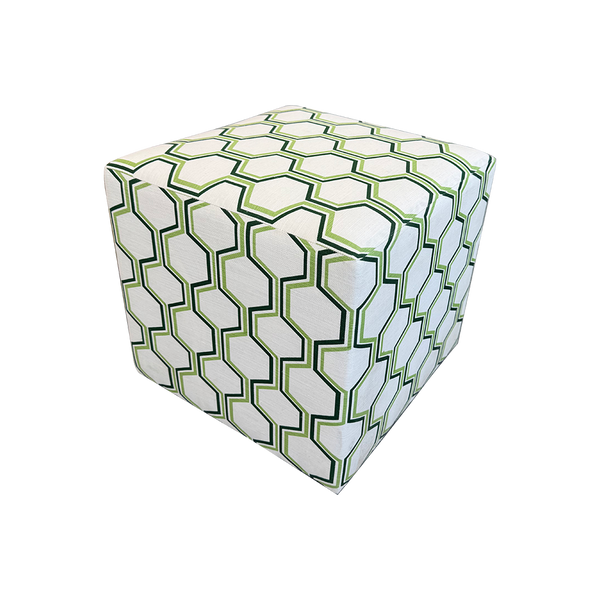 oomph Cube in Quadrille Fabric Camino in Green - Sample Sale