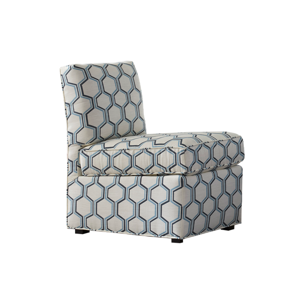 Upholstered Slipper Chair in Quadrille Camino - Sample Sale