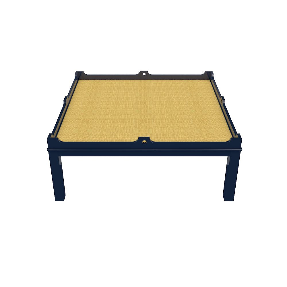 Fairfield 48 Coffee Table in Club Navy with Natural Raffia Surface