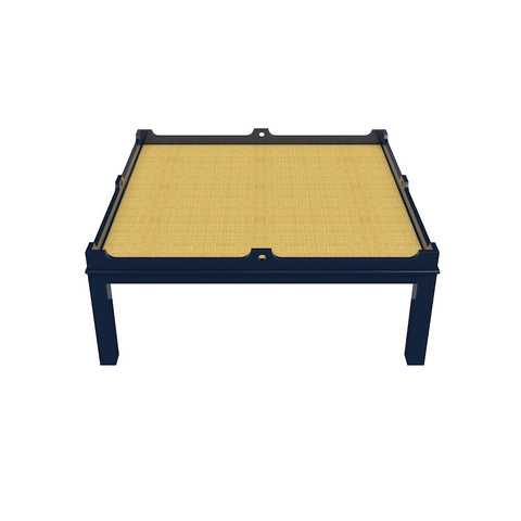 Fairfield 48 Coffee Table in Club Navy with Natural Raffia Surface