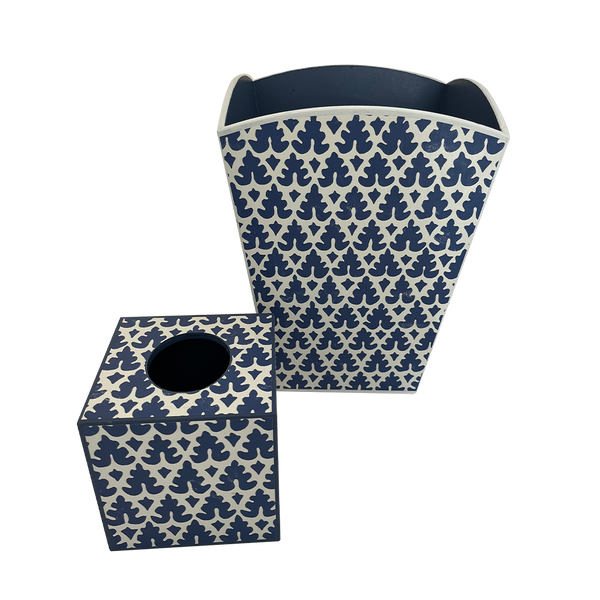 New Navy Quadrille Volpi Bin + Tissue Holder - 2024 holiday gift guide