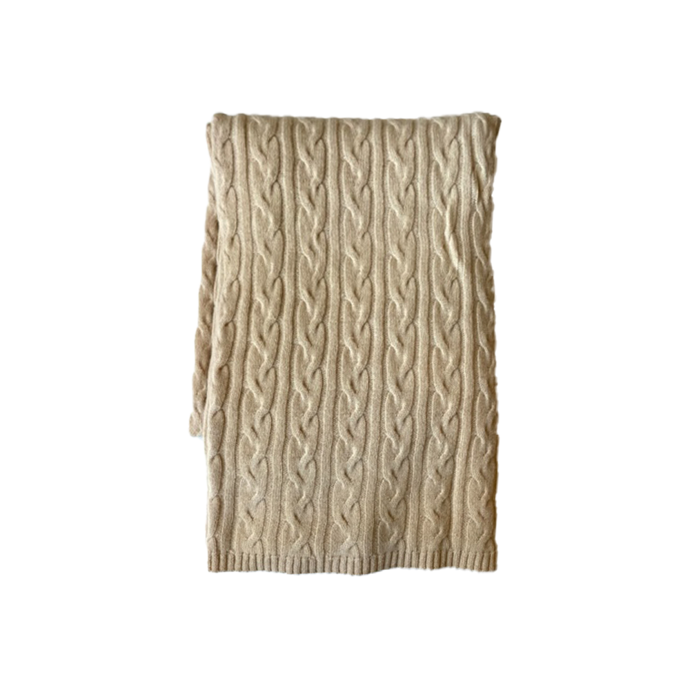 Cashmere Cable Throw - Natural