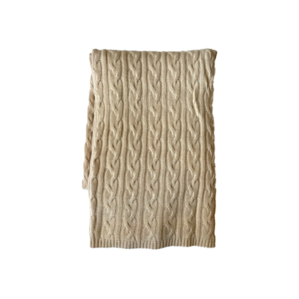 Cashmere Cable Throw - Natural - Sales Tax