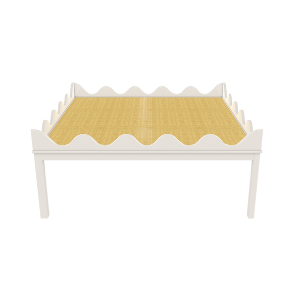 Custom Hobe Sound Coffee Table 45.46 Square, Benjamin Moore Chantilly Lace / Faux Natural Raffia - All