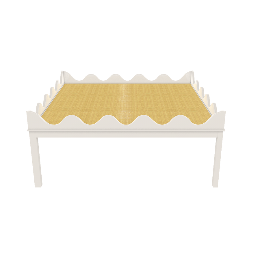 Custom Hobe Sound Coffee Table 45.46 Square, Benjamin Moore Chantilly Lace / Faux Natural Raffia