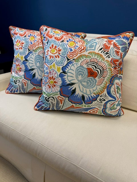 Multi Color Floral 20" Pillows S/2