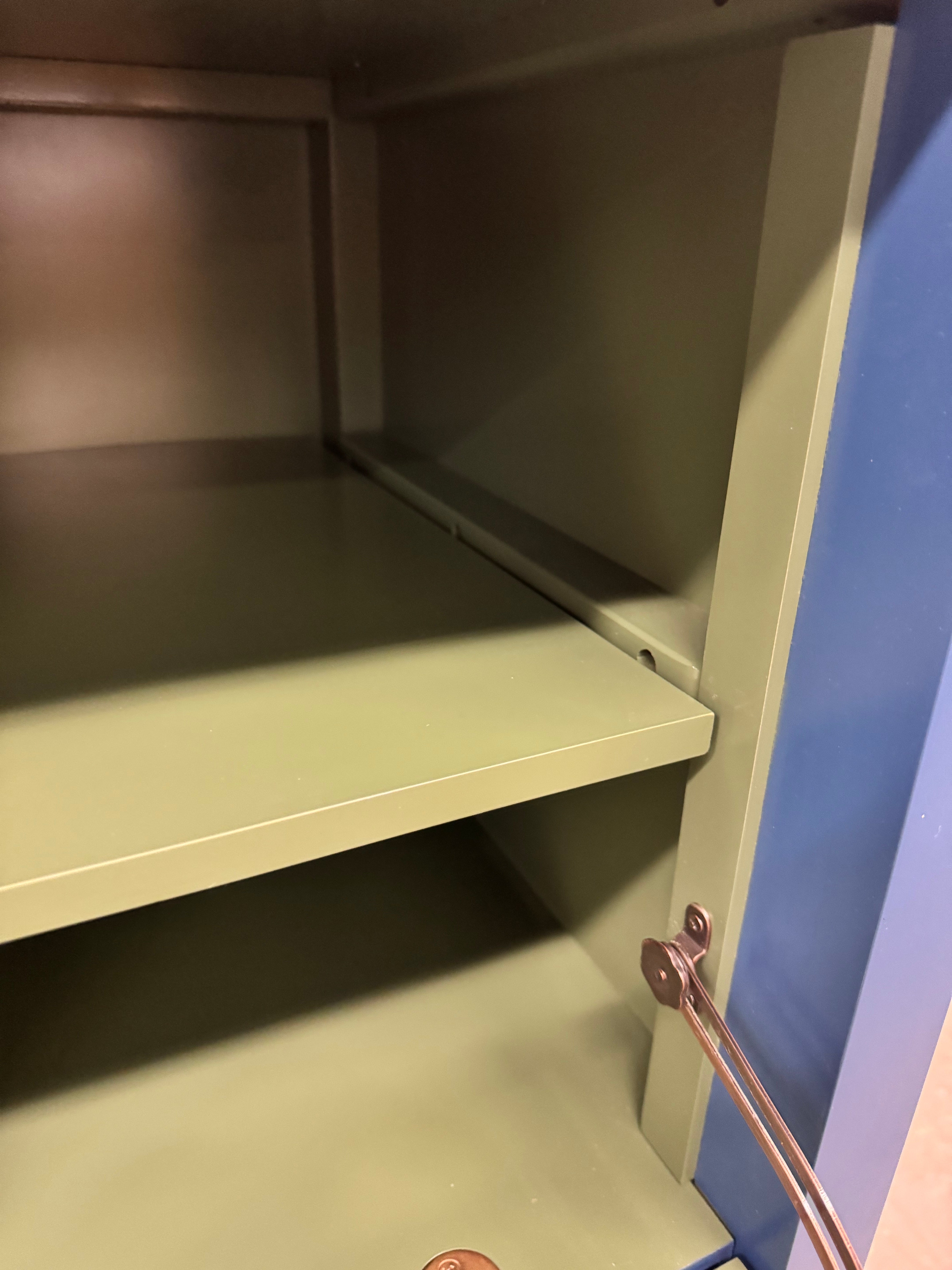 Easton Secretary Desk in New York Blue with Peale Green Interior and Brass Hardware