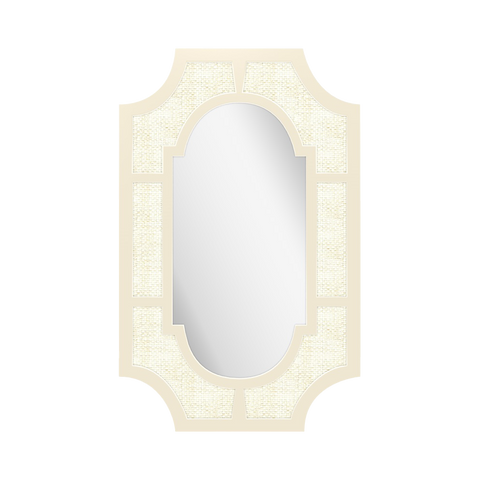 Lyford II Mirror in Creme with White Washed Raffia