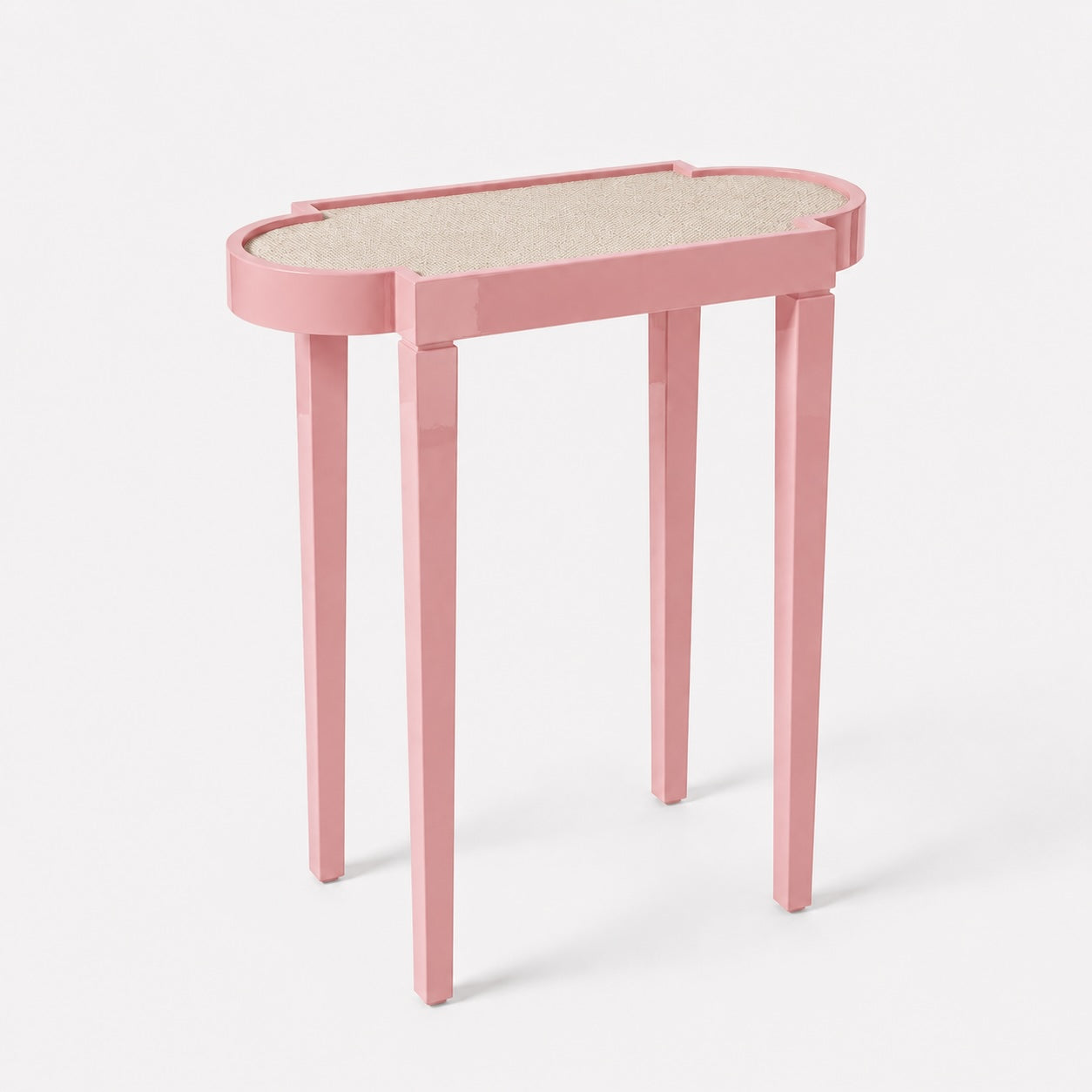 Tini II Table in Benjamin Moore Pink Ribbon with Linen Surface
