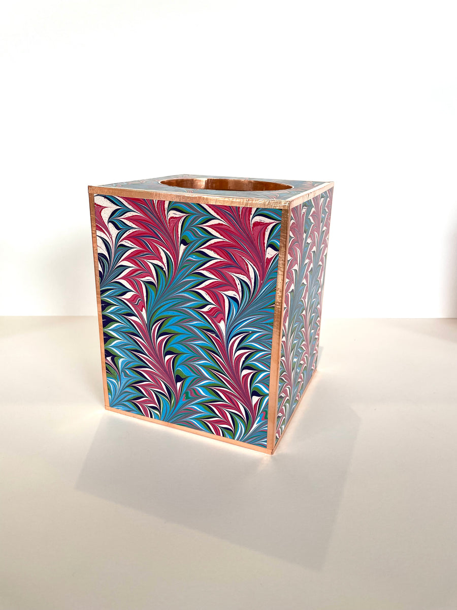 Red and Teal Marble Tissue Box