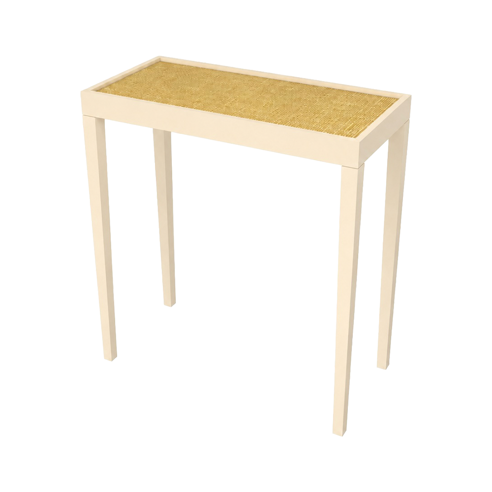 Tini III Table in Creme with Natural Raffia
