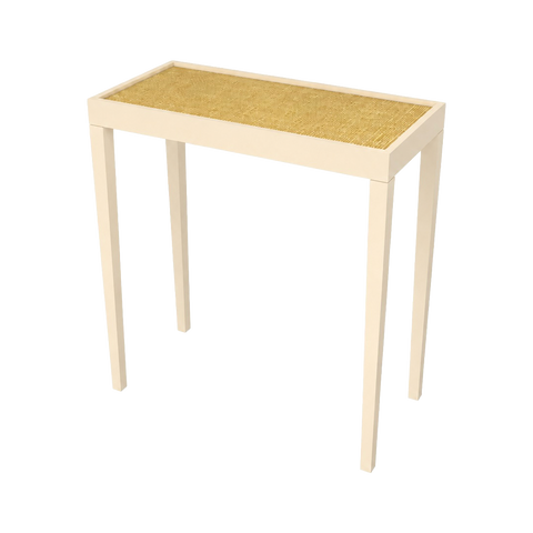 Tini III Table in Creme with Natural Raffia
