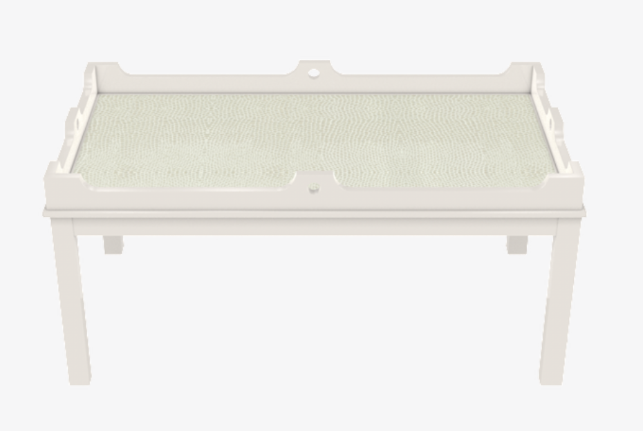 Custom Fenwick Coffee Table - 48"W x 54"D x 19"H - White Dove / White Lizard