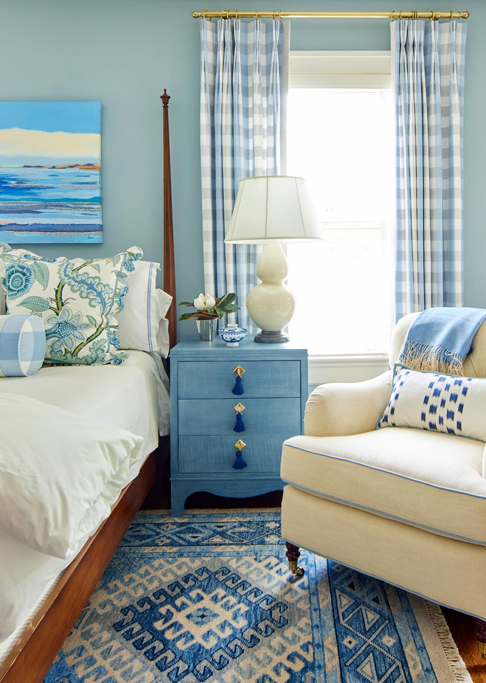 Tini Easton Nightstand Denim Blue Finish | Coastal Nightstand