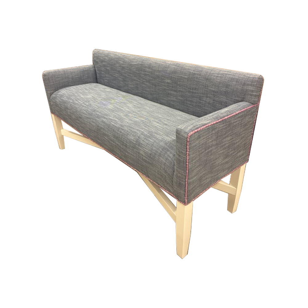 X Bench in Inside Out Indigo & Custom Thibaut Trim