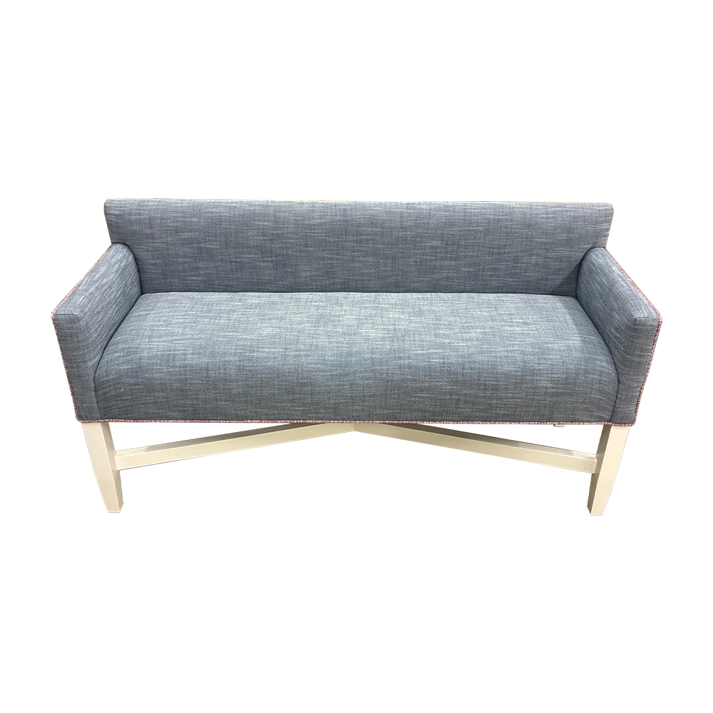 X Bench in Inside Out Indigo & Custom Thibaut Trim