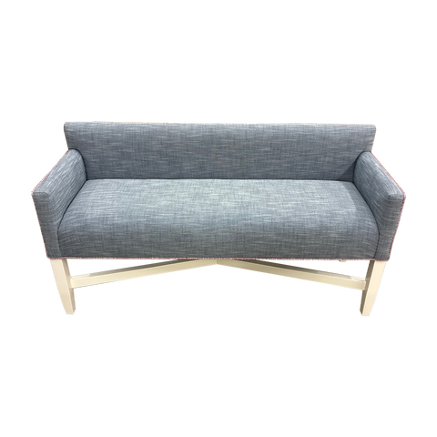 X Bench in Inside Out Indigo & Custom Thibaut Trim