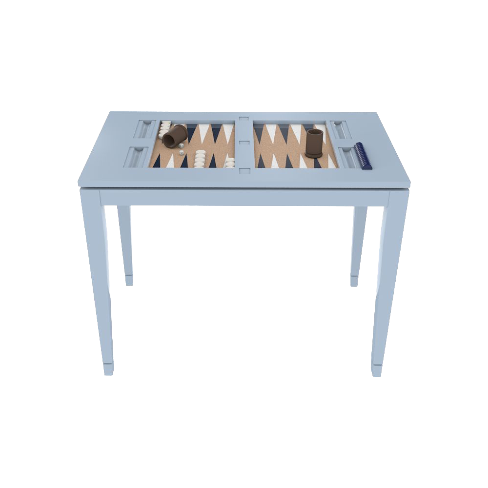 Backgammon Table in Hinting Blue with Navy & White Board