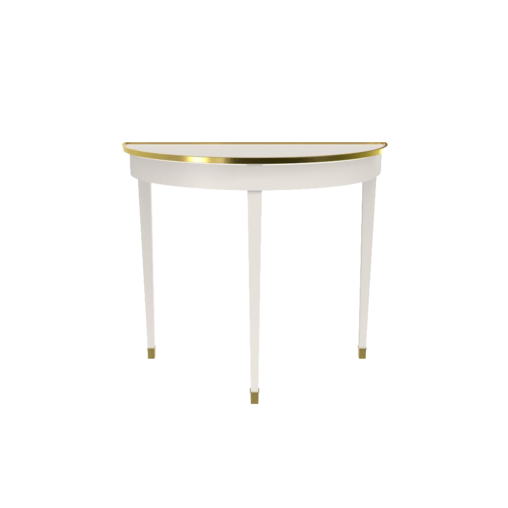 Chatham Demi Lune in White Dove with Brass Hardware