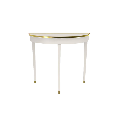Chatham Demi Lune in White Dove with Brass Hardware