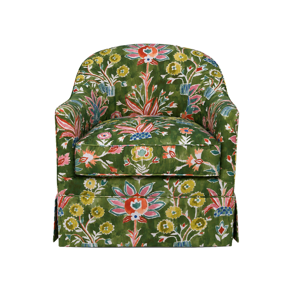 Madison Swivel Chairs in Thibaut Lilia in Kelly
