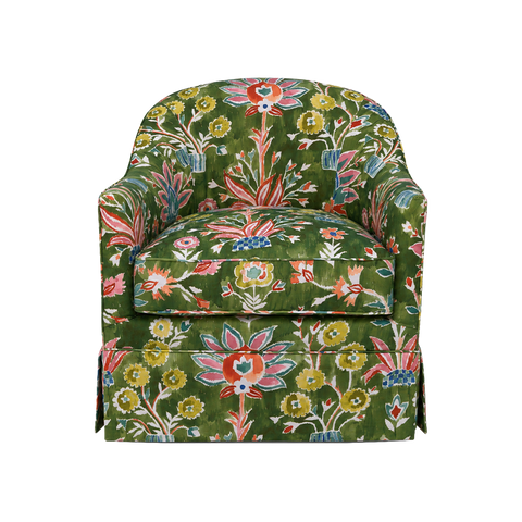 Madison Swivel Chairs in Thibaut Lilia in Kelly