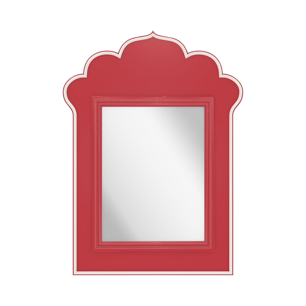 Casablanca Mirror in Poppy with White Dove Trim
