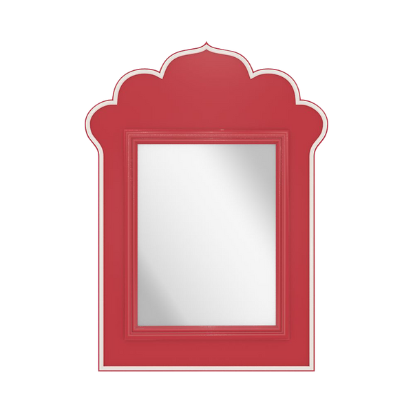Casablanca Mirror in Poppy with White Dove Trim