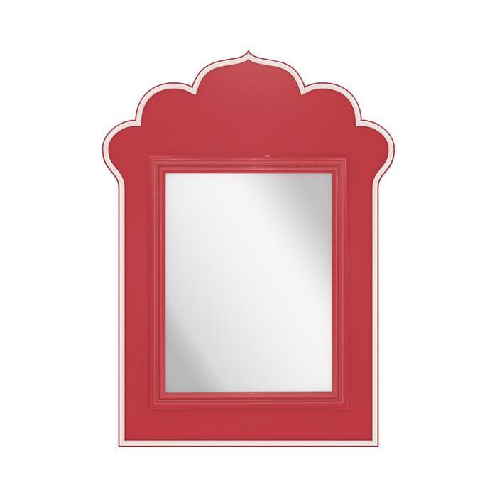 Casablanca Mirror in Poppy with White Dove Trim