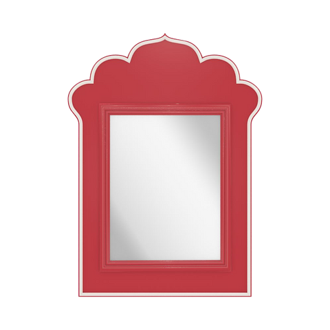 Casablanca Mirror in Poppy with White Dove Trim
