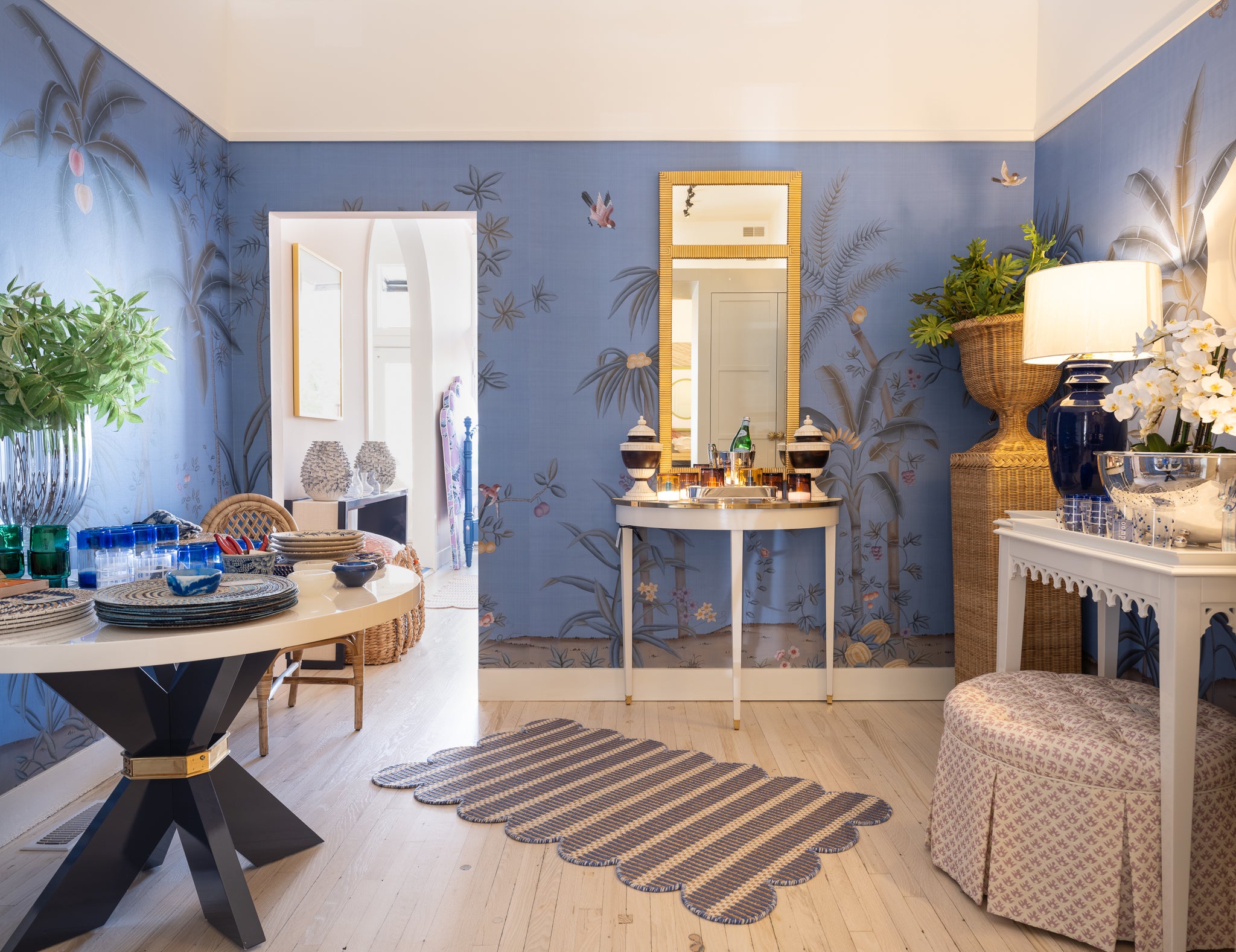 A room display featuring various bespoke pieces and accessories at the oomph showroom in Greenwich.