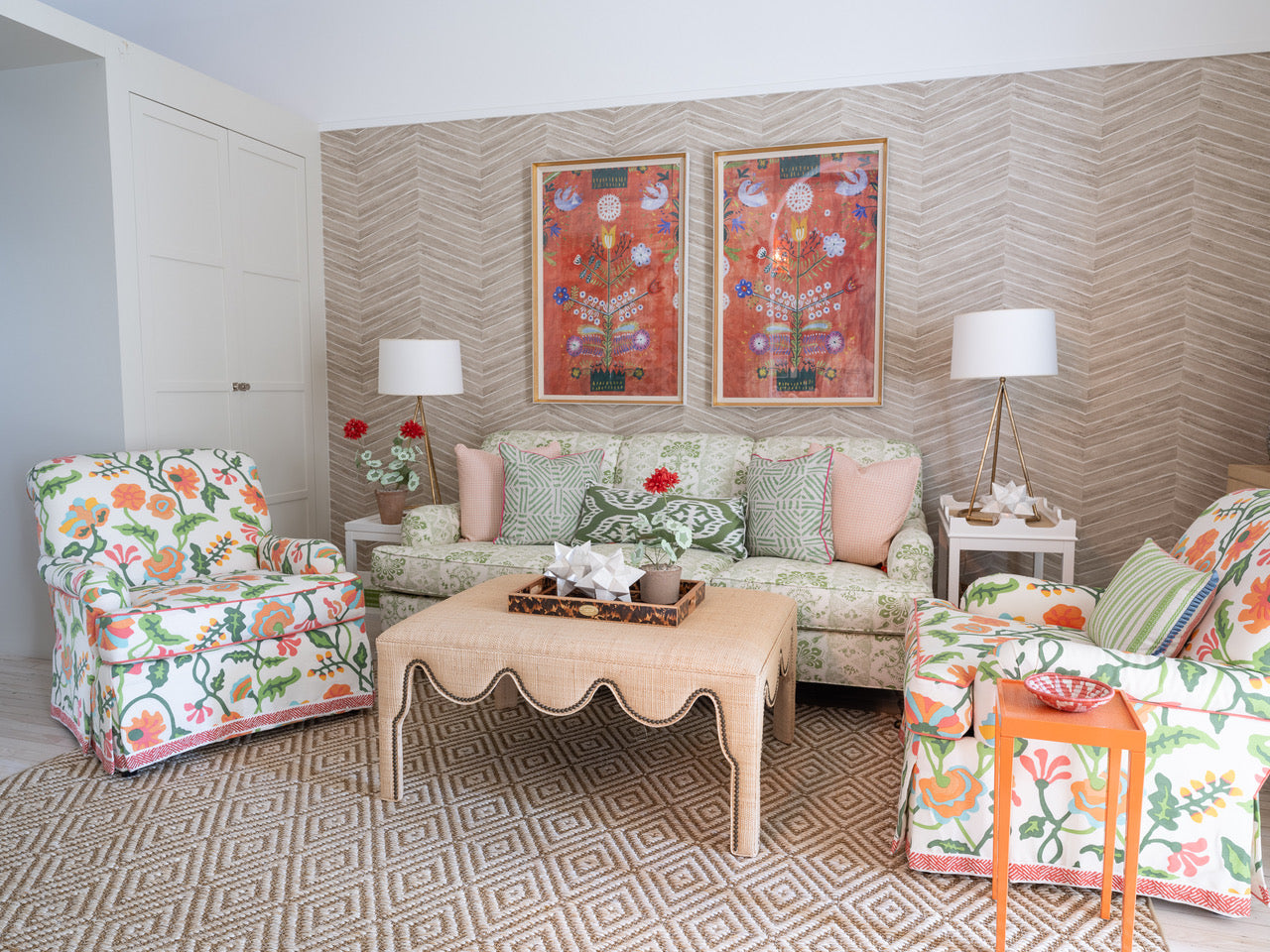 Bespoke living room furniture on display at oomph's Greenwich showroom.