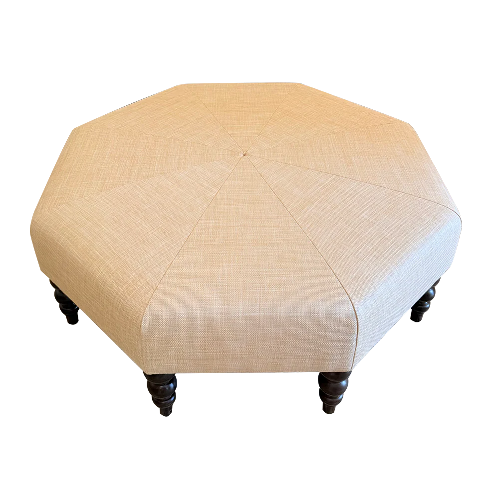 Westport Ottoman in Performance Raffia with Walnut Legs