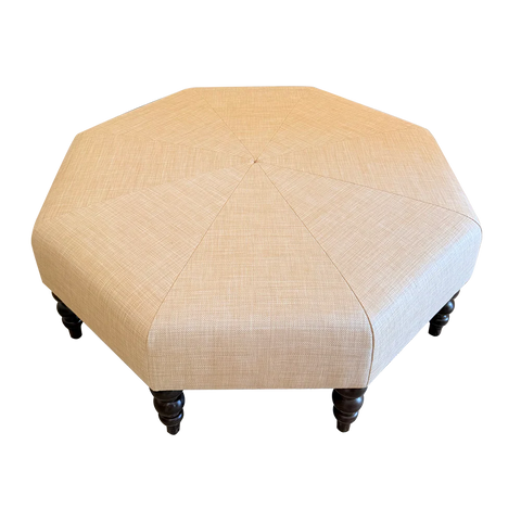 Westport Ottoman in Performance Raffia with Walnut Legs