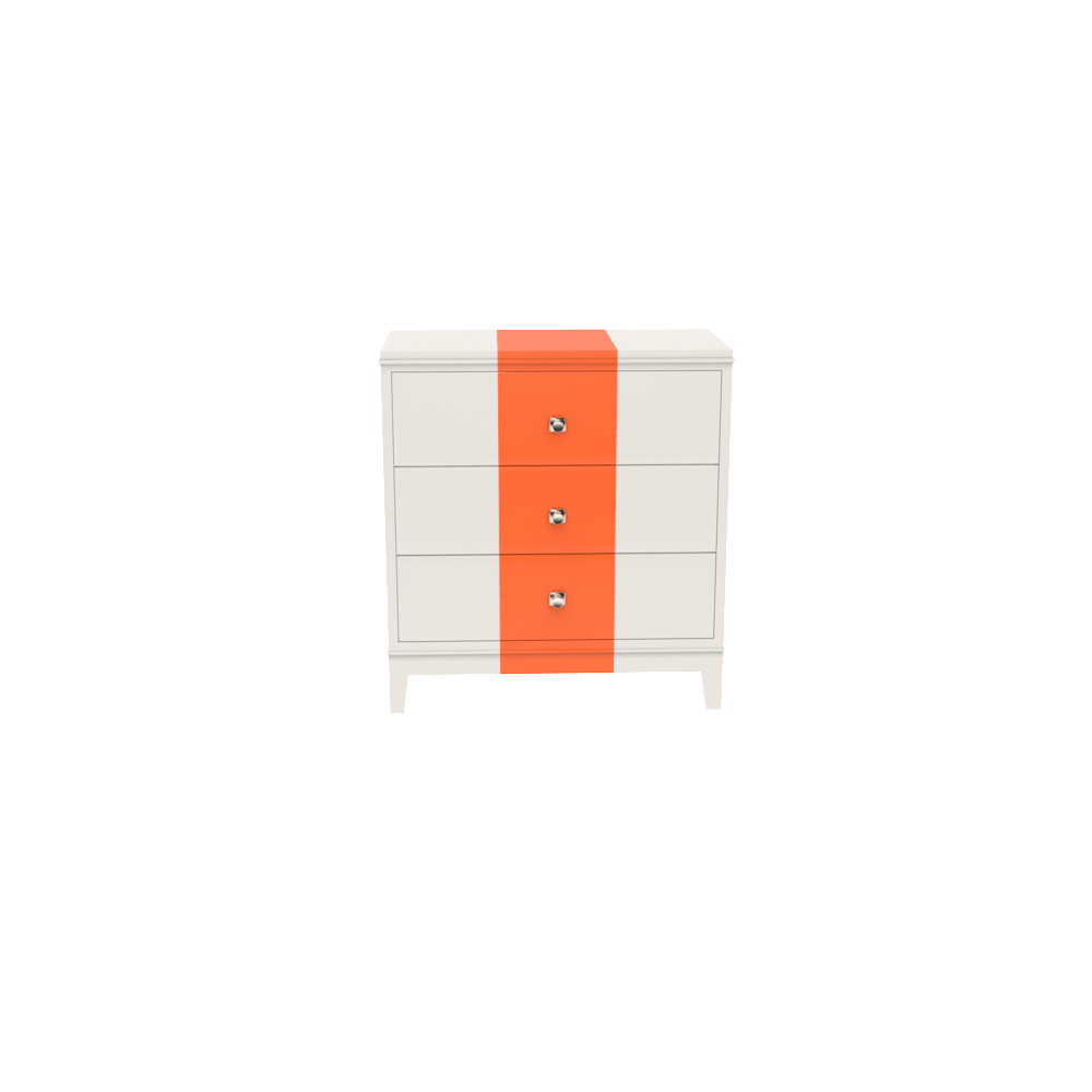 Custom Easton Nightstand - White Dove Base / Knockout Orange Stripe / Brass Hardware / Parakeet Tassels