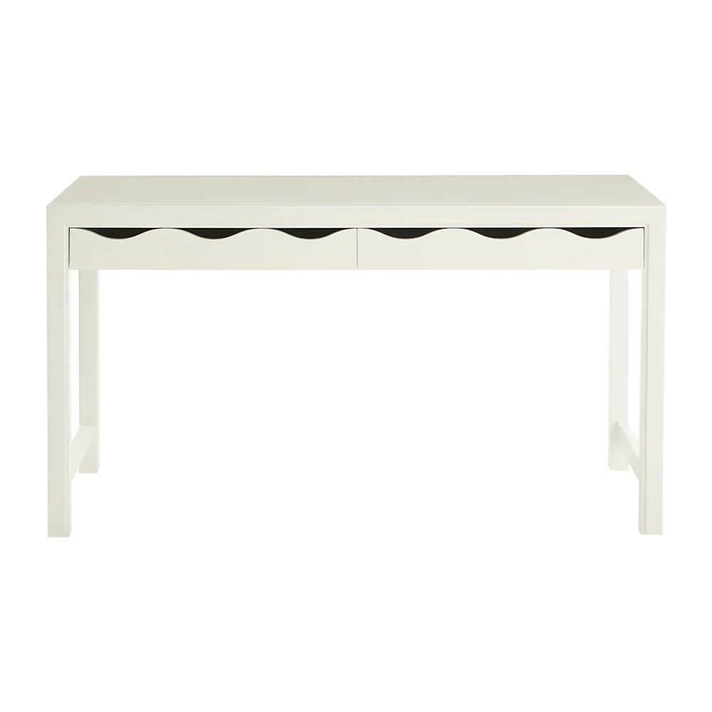 Wave Desk in White Dove with Gambol Gold Interior