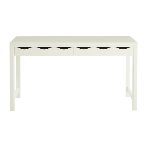 Wave Desk in White Dove with Gambol Gold Interior