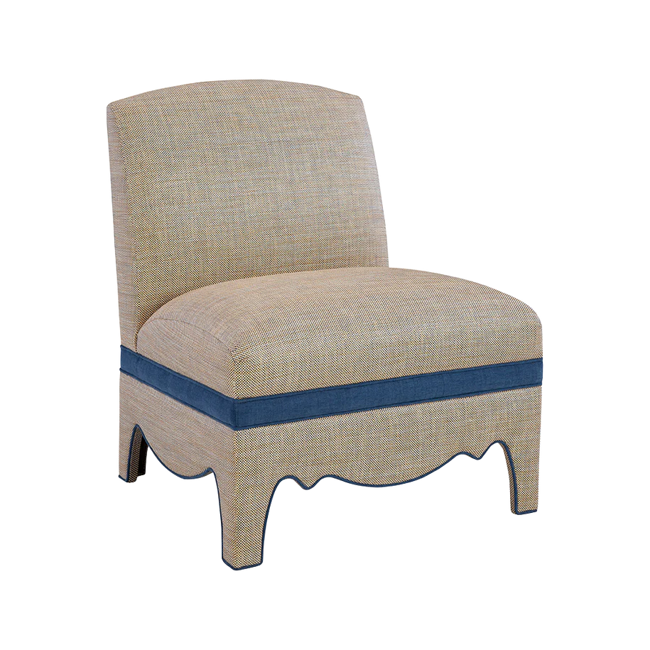 Bedford Chair in Performance Raffia Navy Natural with Navy Banding