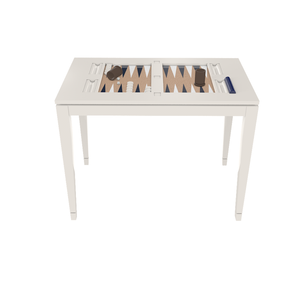 Backgammon Table in White Dove with Navy and White Board - 2022 holiday gift guide