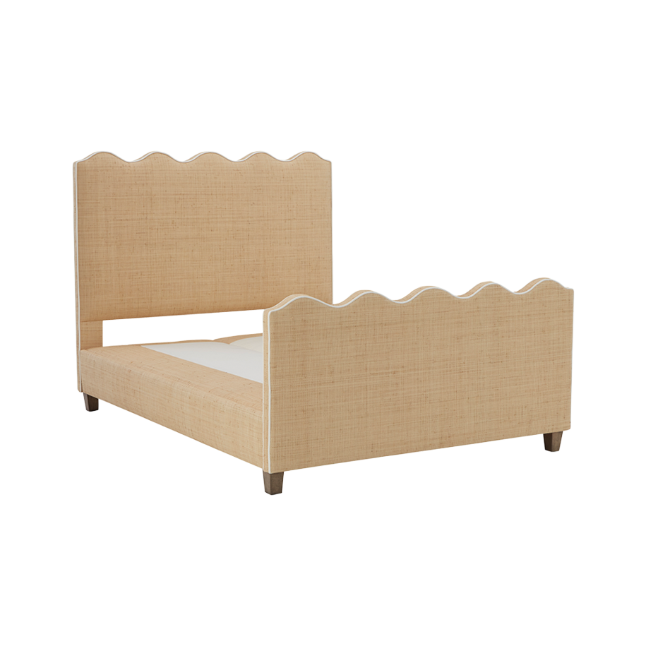Wave Platform Bed with Footboard - Natural Raffia